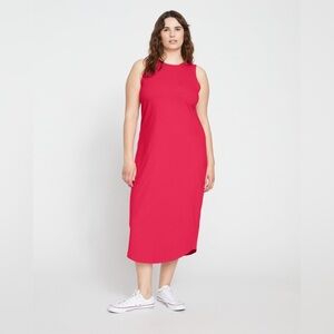 Universal Standard Cerise Red Pink Cai High  Neck Tank Dress Size 30-32 2XL